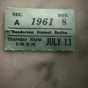 Vintage July 13, 1961 Henderson Annual Rodeo Henderson Texas Used Ticket Stub